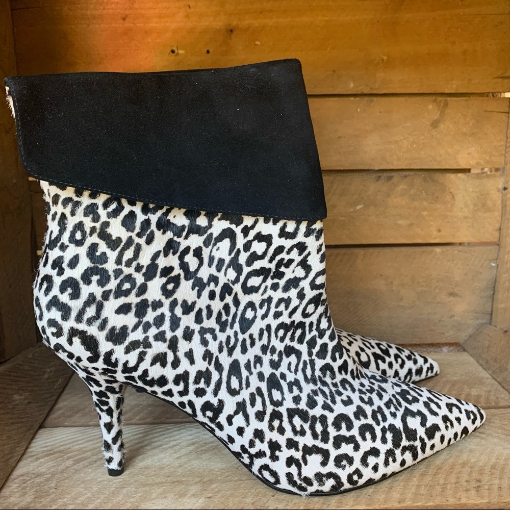 • marc fisher calf hair leopard heeled bootie fifi size 11